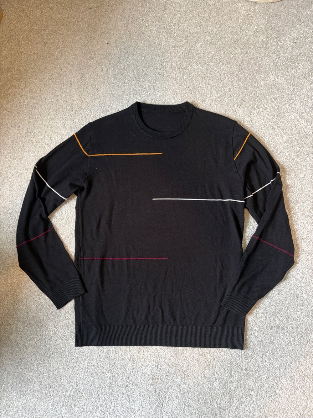 Men's Abstract Linear Crewneck Sweater - Size Large